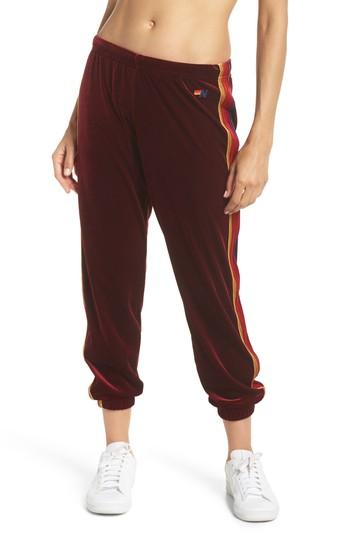 Women's Aviator Nation Classic Velvet Sweatpants - Red