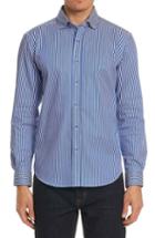 Men's Robert Graham Luther Classic Fit Stripe Sport Shirt, Size - Blue