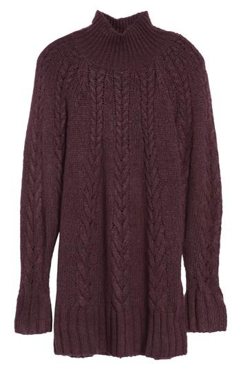Petite Women's Caslon Dolman Sleeve Cable Knit Tunic P - Purple