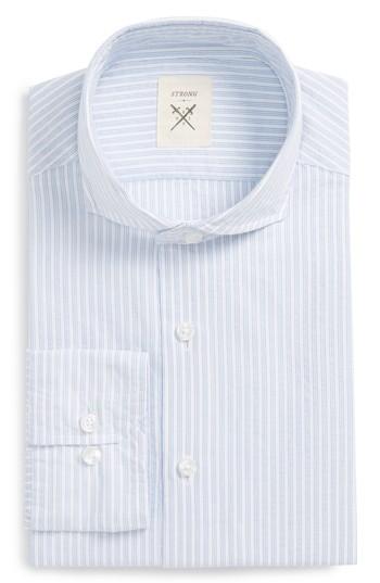 Men's Strong Suit Trim Fit Stripe Dress Shirt .5 R - Blue