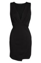 Women's Fraiche By J Plunging Jersey Minidress - Black