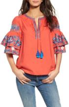 Women's Parker Heather Embroidered Blouse - Coral