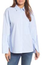 Women's Halogen Poplin Boyfriend Tunic, Size - Blue
