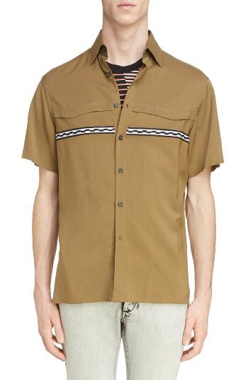 Men's Lanvin Topstitch Yoke Bowling Shirt Eu - Green