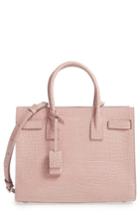 Saint Laurent Baby Sac De Jour Croc Embossed Calfskin Leather Tote - Pink
