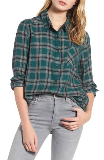 Women's Bp. Melange Flannel Shirt - Green