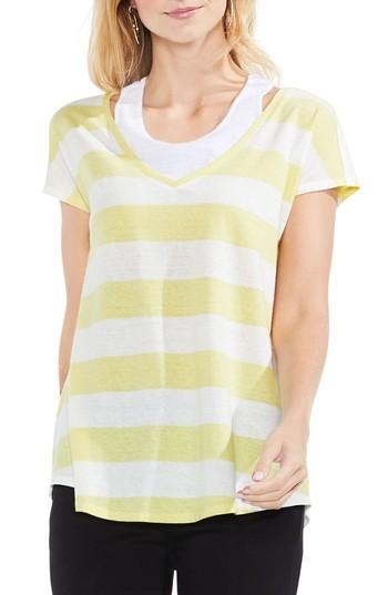 Women's Vince Camuto Modern Tank Underlay Stripe Top, Size - Yellow