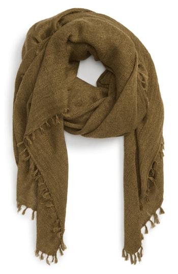 Women's Treasure & Bond Solid Fringed Scarf, Size - Green