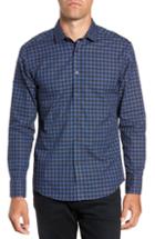 Men's Vince Camuto Long Sleeve Check & Dobby Sport Shirt, Size - Blue