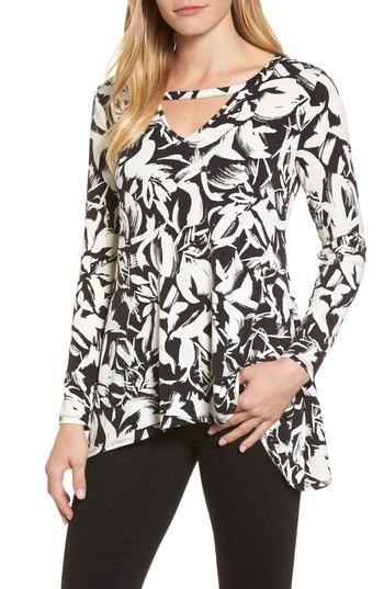 Women's Chaus Floral Print Top - Black