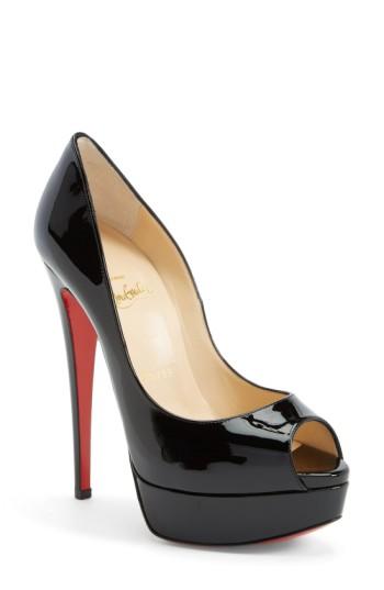Women's Christian Louboutin 'lady Peep' Open Toe Pump .5us / 39.5eu - Black