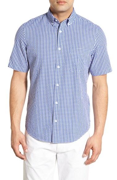 Men's Nordstrom Men's Shop Fit Seersucker Check Sport Shirt