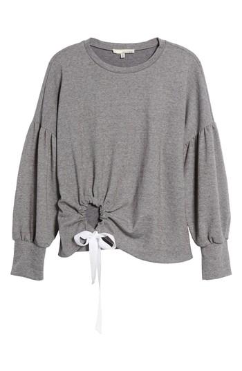 Women's June & Hudson Balloon Sleeve Tie Sweatshirt
