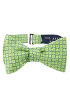 Men's Ted Baker London Geo Print Silk Bow Tie, Size - Green