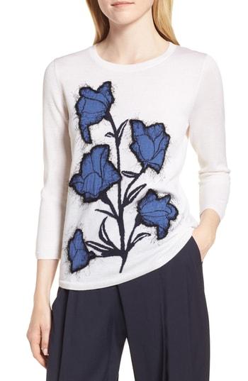 Women's Lewit Eyelash Graphic Wool & Silk Sweater - White
