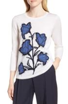 Women's Lewit Eyelash Graphic Wool & Silk Sweater - White