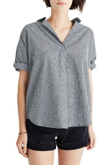 Women's Madewell Button Back Gingham Shirt, Size - Black