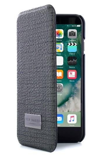 Ted Baker London Iphone 7 & 7 Card Slot Folio Case - Grey