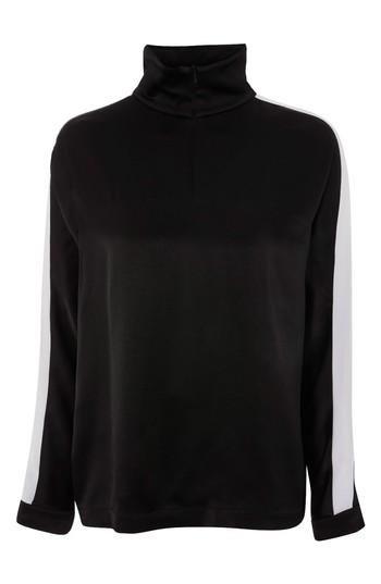 Women's Topshop Boutique Satin Sports Top Us (fits Like 0) - Black