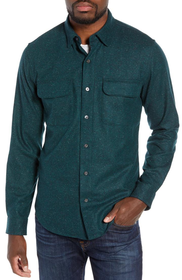 Men's Bonobos Slim Fit Donegal Camp Shirt R - Green