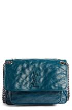 Saint Laurent Medium Niki Leather Shoulder Bag - Blue/green