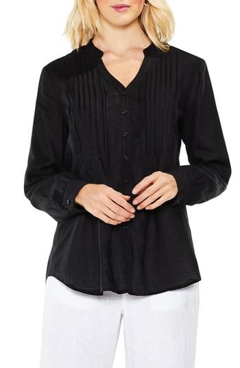 Women's Vince Camuto Split Neck Linen Blouse - Black