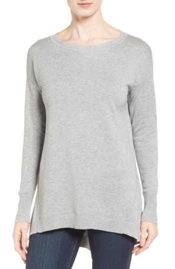 Petite Women's Caslon Zip Back High/low Tunic Sweater P - Grey