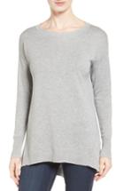 Petite Women's Caslon Zip Back High/low Tunic Sweater P - Grey