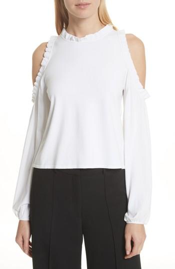 Women's Milly Cold Shoulder Ruffle Top, Size - White