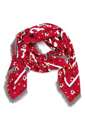 Women's Marc Jacobs Hearts & Flowers Scarf, Size - Red