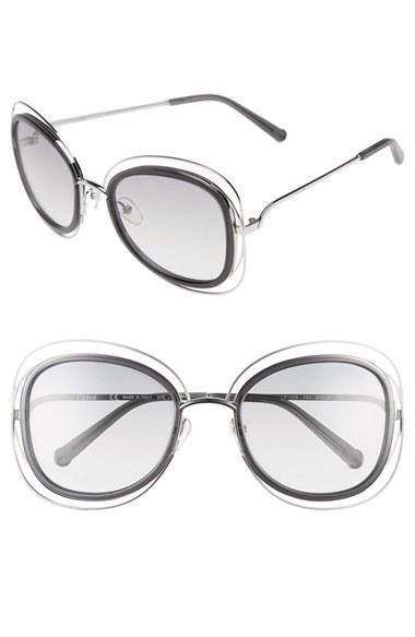 Women's Chloe 'carlina' 56mm Gradient Sunglasses - Gold/ Transparent Grey