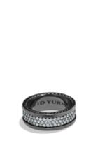 Men's David Yurman 'streamline' Pave Three Row Ring In Black Titanium