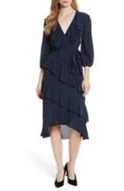 Women's Alice + Olivia Kye V-neck Tie Waist Ruffle Dress