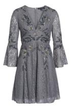 Women's French Connection Esme Shimmer Beaded Lace Dress - Grey