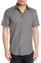Men's Bugatchi Shaped Fit Short Sleeve Gingham Sport Shirt
