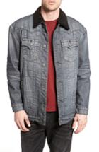 Men's True Religion Brand Jeans Faux Shearling Trim Denim Jacket - Grey