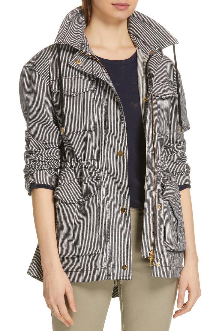 Women's Atm Anthony Thomas Melillo Railroad Stripe Field Jacket - Blue