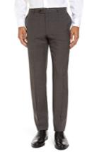 Men's Pal Zileri Marzotto Flat Front Check Wool Trousers Us/ 50 Eu - Brown