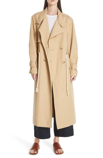 Women's Vince Double Breasted Long Trench Coat - Beige