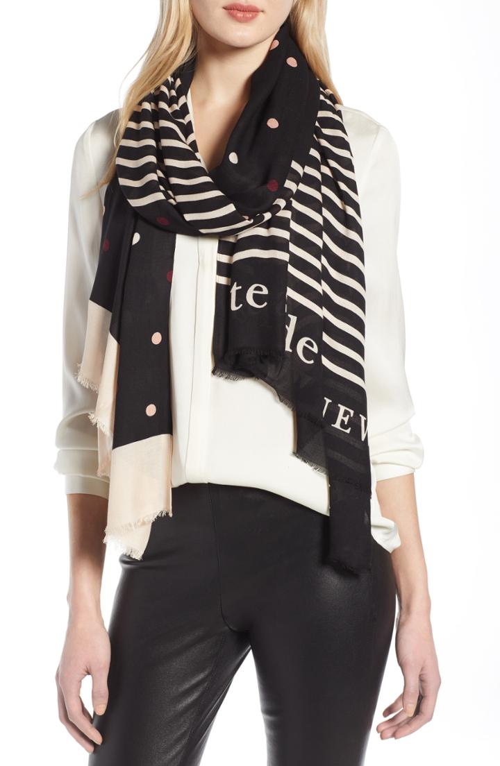 Women's Kate Spade New York Bakery Dot Scarf, Size - Black