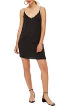 Women's Topshop Scallop Mini Slipdress Us (fits Like 2-4) - Black