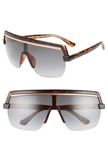 Women's Jimmy Choo Pose 133mm Shield Sunglasses - Dark Havana