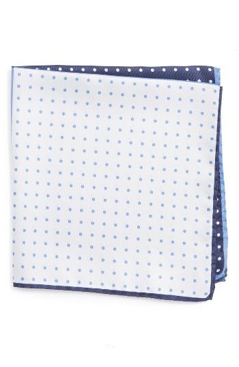 Men's Nordstrom Men's Shop Four Panel Dot Silk Pocket Square, Size - Blue