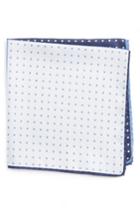 Men's Nordstrom Men's Shop Four Panel Dot Silk Pocket Square, Size - Blue