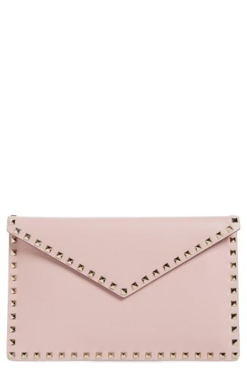 Valentino Rockstud Leather Envelope Pouch - Metallic
