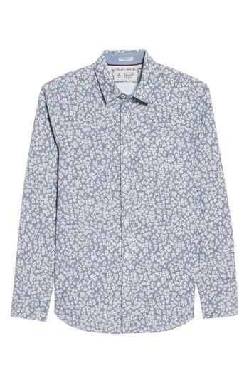 Men's Original Penguin Floral Chambray Shirt, Size - Blue