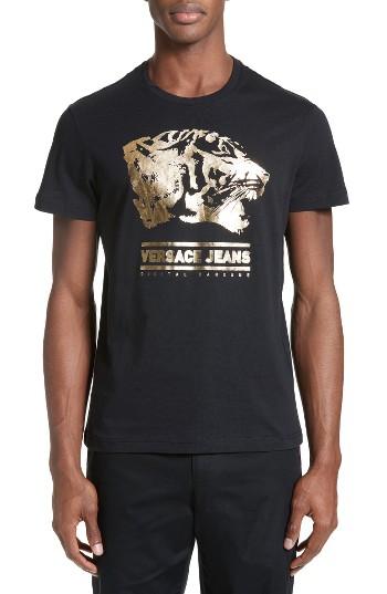 Men's Versace Foil Tiger Print T-shirt - Black