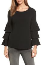 Women's Pleione Tiered Bell Sleeve Sweatshirt, Size - Black
