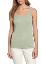 Women's Eileen Fisher Long Scoop Neck Camisole, Size Medium - Green (regular & ) (online Only)