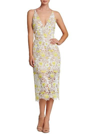 Women's Dress The Population Aurora Floral Midi Dress - Yellow